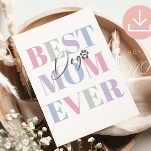 Tarjeta para la mejor mamá perruna, tarjeta para el Día de la Madre, tarjeta con huella de pata, regalos para mamá perruna, tarjeta de felicitación de cumpleaños para mamá perruna, imprimible para mamá de mascota