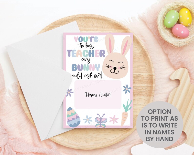 Easter Teacher Gift Card Holder, Printable Easter Gift Card Holder ...