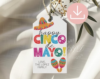 Cinco de Mayo Tags, Fiesta Gift Tags, Cinco de Mayo Party Printables, Mexican Party Favors, Cinco de Mayo Party Decor, Cinco de Mayo Treat