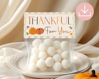 Adornos para bolsas de dulces "Gracias por ti", Adornos para galletas de otoño, Adornos para dulces de otoño, Adornos para bolsas de dulces de Acción de Gracias, Adornos para bolsas de galletas de otoño, Imprimibles