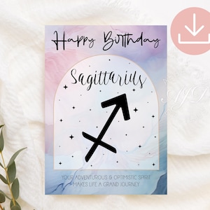 Sagittarius Birthday Card, Sagittarius Zodiac Birthday Card Printable, Zodiac Sign Greeting Card, Astrology Birthday Card, Digital Horoscope