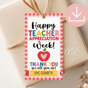 Teacher Appreciation Printable Tag, Teacher Appreciation Week Tags, End of School Tag, Thank You Teacher Gift Tags, School Party Favor Label