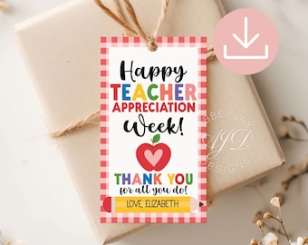 Teacher Appreciation Printable Tag, Teacher Appreciation Week Tags, End of School Tag, Thank You Teacher Gift Tags, School Party Favor Label