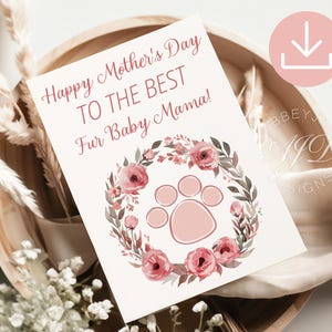 Pet Mother's Day Card, Dog Mom Mothers Day Card, Cat Mom Card, Paw Print Card, Dog Mom Gifts For Women, Fur Baby Mom Greeting Card, Digital