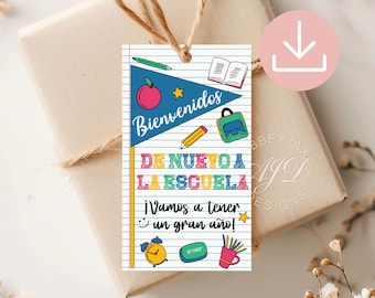 Back to School Gift Tag in Spanish, Welcome Back to School Tag, Spanish Teacher Gift Tag, Printable Back to School Tag, Spanish Teacher Gift