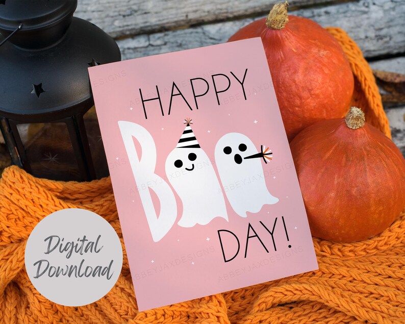 Halloween Birthday Card Printable, Pinkoween, October Birthday Gift ...