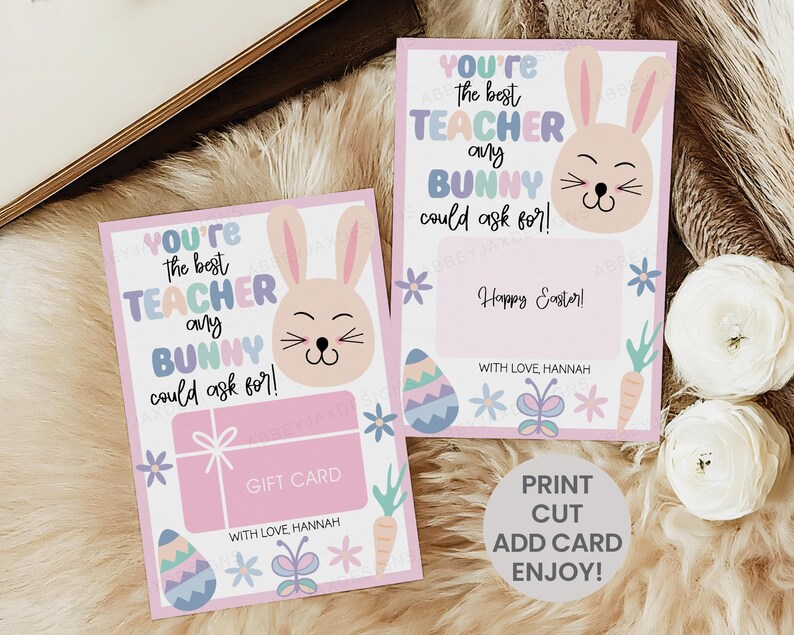 Easter Teacher Gift Card Holder, Printable Easter Gift Card Holder ...