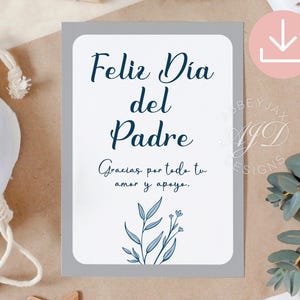 Spanish Father's Day Card, Printable Father's Day Card, Feliz Dia Del Padre, Spanish Dad Father's Day, Dia De Los Padres, Tarjeta Para Papa
