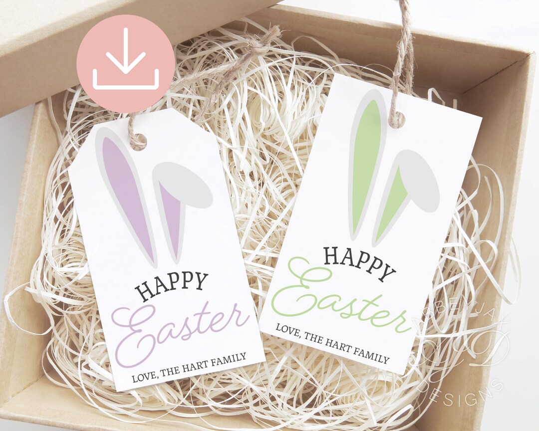 Easter Note Tag Printable Happy Easter Tag, Editable Easter Gift Tag, Easter Basket Tag ...
