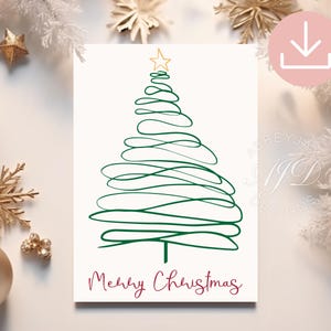 Minimalist Christmas Tree Card, Merry Christmas Printable Card, Simple Holiday Card, Minimal Christmas Card, Festive Christmas Greeting Card