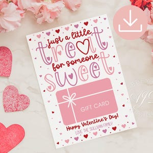 Valentine's Day Gift Cards Holder Printable, Teacher Valentine Gift Card Holder, Valentine Giftcard Holder, A Little Treat For Someone Sweet