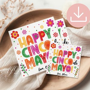Cinco de Mayo Tags, Fiesta Gift Tags, Cinco de Mayo Party Printables, Mexican Party Favors, Cinco De Mayo Party Decor, Cinco De Mayo Treat