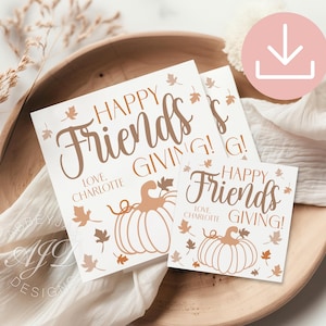 Happy Friendsgiving Tag, Autumn Cookie Tag, Editable Thanksgiving Gift Tag, Thanksgiving Favor Treat Bag Tag, Friends Giving Place Card Tags