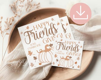 Happy Friendsgiving Tag, Autumn Cookie Tag, Editable Thanksgiving Gift Tag, Thanksgiving Favor Treat Bag Tag, Friends Giving Place Card Tags