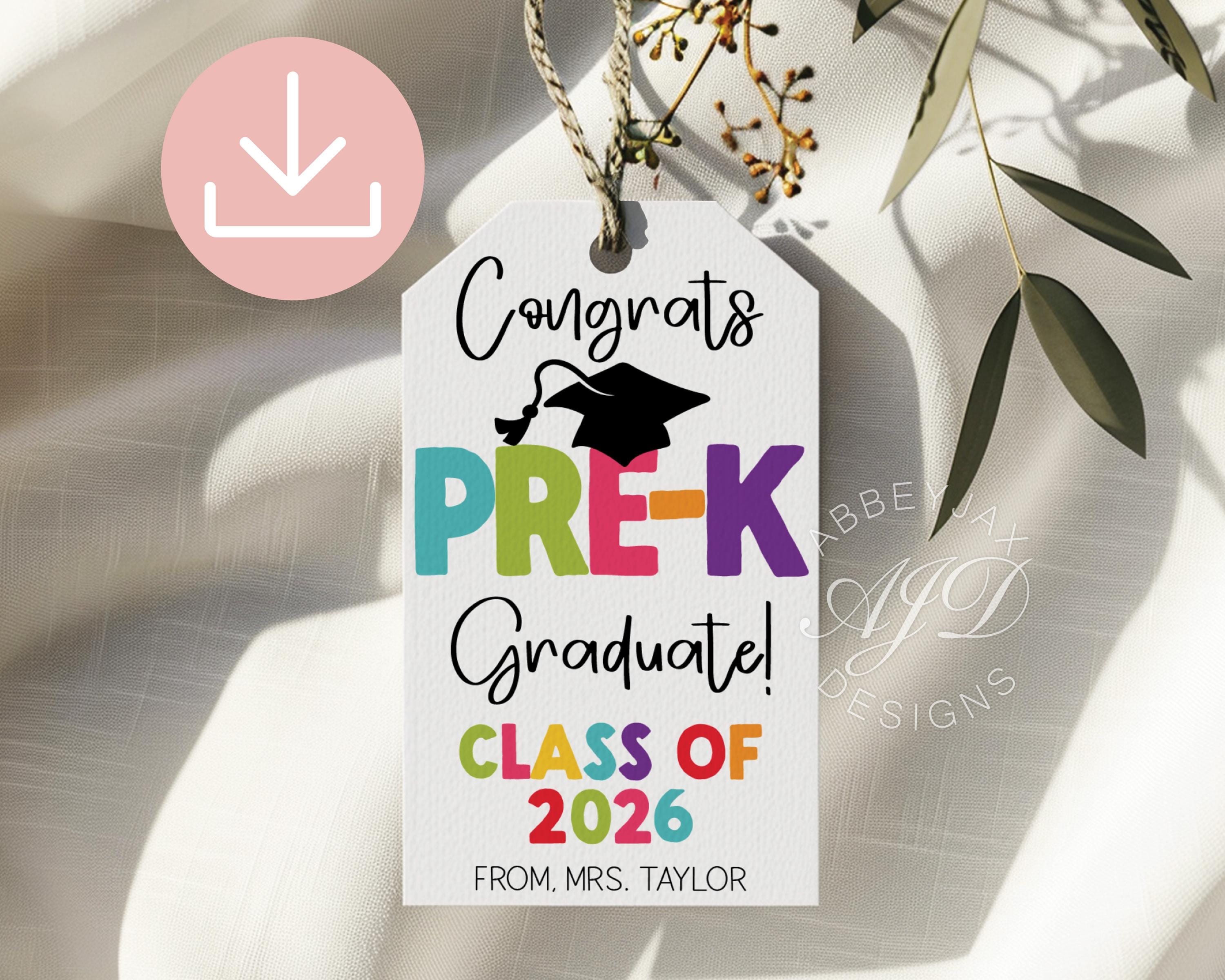 Pre-k Graduation Gift Tags, Pre K Class of 2026, Congratulations ...