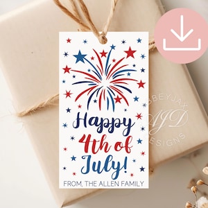 Happy 4th of July Tags, Fourth of July Tag, 4th of July Gift Tag, Patriotic Party Favors, Fourth of July Printables, 4th of July Decorations