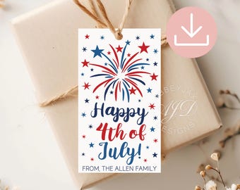 Happy 4th of July Tags, Fourth of July Tag, 4th of July Gift Tag, Patriotic Party Favors, Fourth of July Printables, 4th of July Decorations