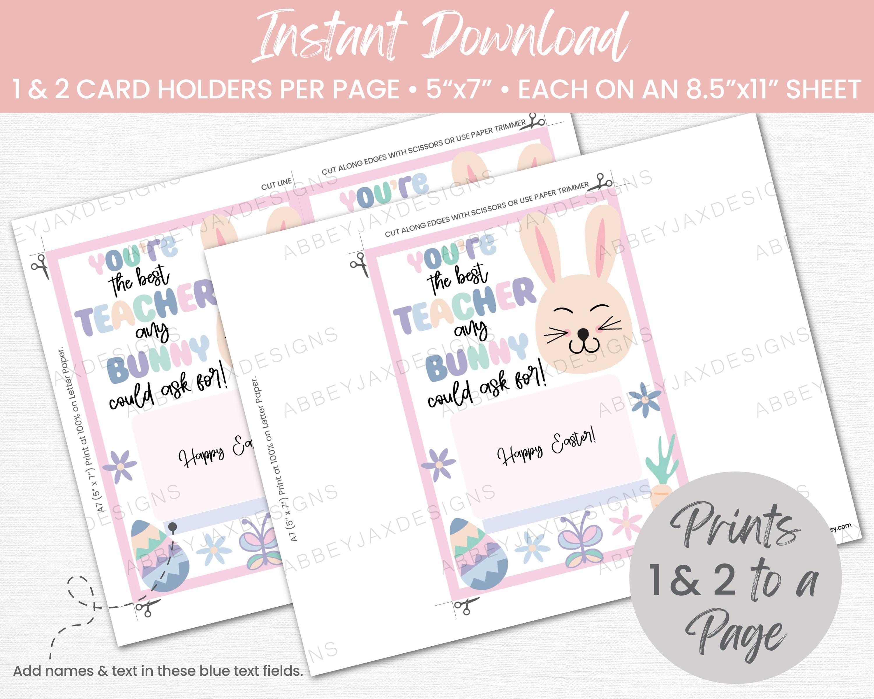 Easter Teacher Gift Card Holder, Printable Easter Gift Card Holder ...