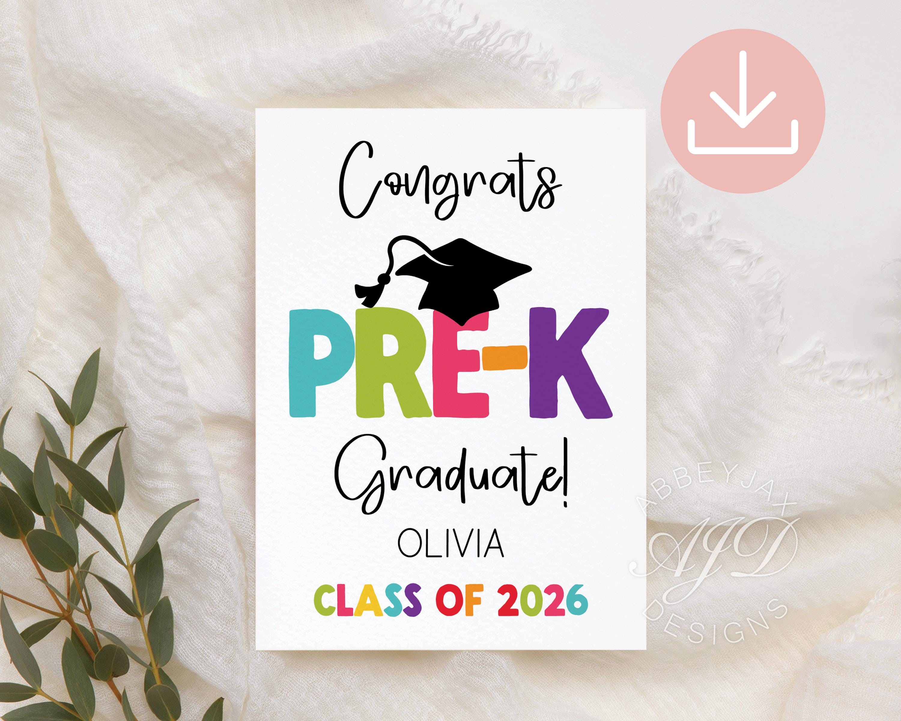 Pre-k Graduation Card, Pre K Class of 2026, Congratulations Graduate ...