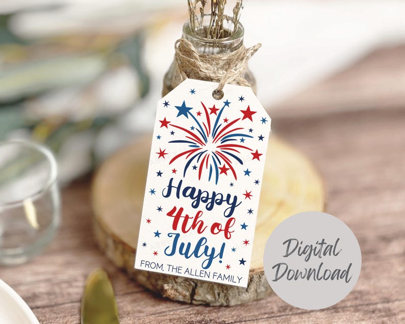 Happy 4th of July Tags, Fourth of July Tag, 4th of July Gift Tag, Patriotic Party Favors, Fourth of July Printables, 4th of July Decorations image 4