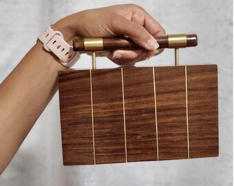 wooden Clutch with Handle/ Shoulder Bag / Handbag