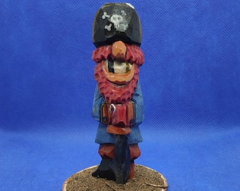 Hand wood carved and painted pirate carving