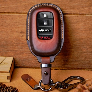 Civic Leather Key Fob Cover, Handcrafted Key Case For Accord, Pilot, CR-V, HR-V, CR-Z, Odyssey, Ridgeline, Crosstour, Gift For Dad