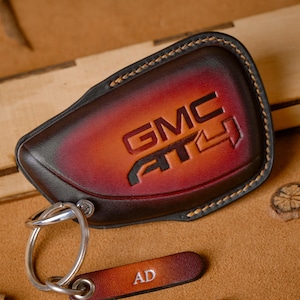 GMC AT4 Key Fob Cover, Custom Leather Key Case For GMC Sierra 1500 HD, Denali,AT4HD, AT4X, Gmc Accessories, Personalized Gift For Husband