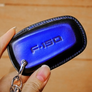 Ford F-Series 5 Button Key Fob Cover, Leather Key Case For Entry Remotes Ford Lariat Platinum Raptor XL XLT STX, Birthday Gift For Dad