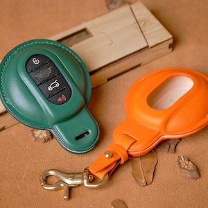 Leather Key Fob Cover For Mini Clubman, Mini Clubman Key Case, Mini Accessories, Mini Smart Key Case, Birthday Gift