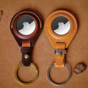 Airtag Leather Keyring, Custom AirTag Keychain, AirTag Key Ring Leather Case, Leather AirTag Holder, Anniversary Gifts, Gift For Him