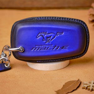 Ford Mustang Leather Key Fob Cover, Handmade Leather Case For Mustang Mach-E trims, Premium, GT, Ford Mustang Accessories, Gift For Husband