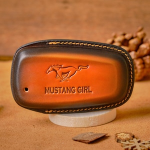 All type Mustang Key Fob Cover, Personalized Leather Key Case For Ford Mustang Mach-E Select, Mach-1, GT, Shelby, Premium, Gift For Him