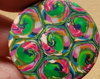 Swirling Focal Shank Button, OOAK Hand Made Polymer Clay, Spring Colors, Knitting, Crochet, Sewing Supply, Embellishment