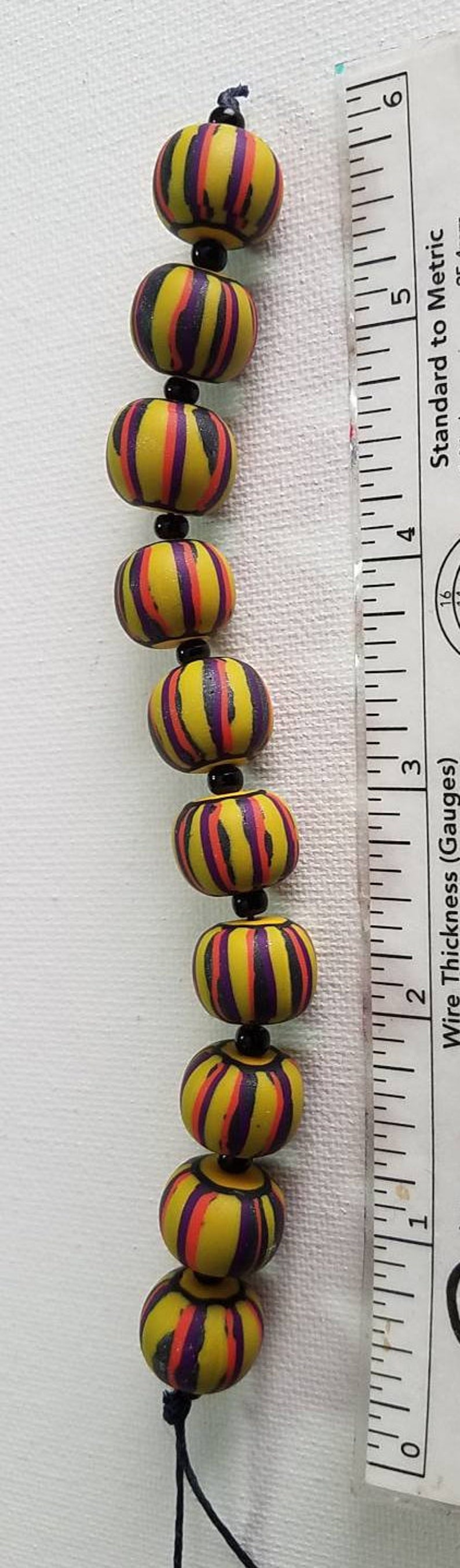 Small Batch, Hand Made, Polymer Clay, Bead Set, Limited Edition, Jewelry Supply, Round Art Beads, Clay Bead Strand, Macrame Beads image 7