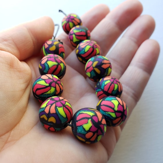 Vivid Colors, Small Batch Polymer Clay Bead Set, Hand Made Limited