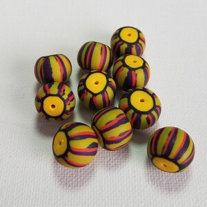 Small Batch, Hand Made, Polymer Clay, Bead Set, Limited Edition, Jewelry Supply, Round Art Beads, Clay Bead Strand, Macrame Beads image 2