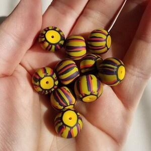 Small Batch, Hand Made, Polymer Clay, Bead Set, Limited Edition, Jewelry Supply, Round Art Beads, Clay Bead Strand, Macrame Beads image 6