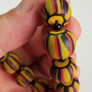 Small Batch, Hand Made, Polymer Clay, Bead Set, Limited Edition, Jewelry Supply, Round Art Beads, Clay Bead Strand, Macrame Beads image 1