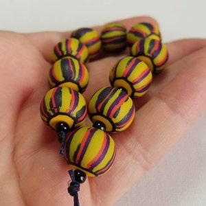 Small Batch, Hand Made, Polymer Clay, Bead Set, Limited Edition, Jewelry Supply, Round Art Beads, Clay Bead Strand, Macrame Beads image 3