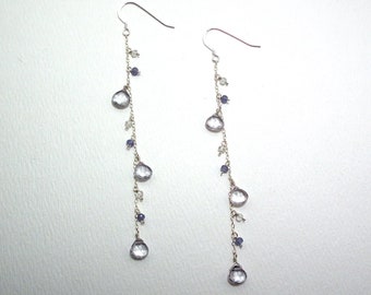 Liora - Grey topaz, tanzanite, and white topaz earrings