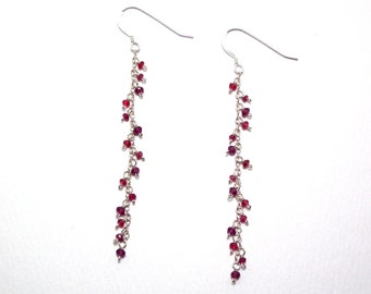 Amaryllis - Ruby, red spinel, and rhodolite garnet earrings