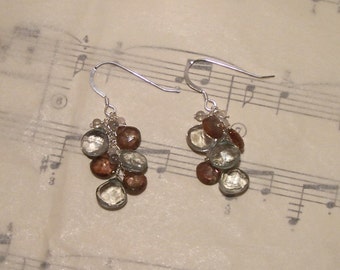 Lenya - Green amethyst, andalusite, rose quartz, and labradorite earrings