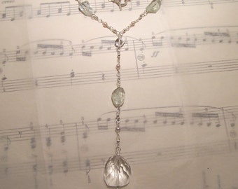 Mikaella - Green amethyst, crystal quartz, and pearl necklace