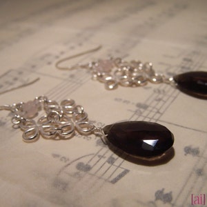 Nigella Rose quartz and smoky quartz earrings image 3