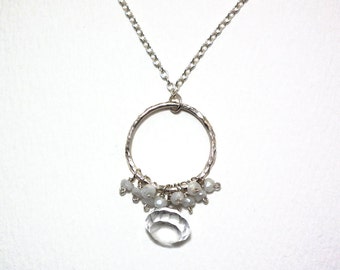 Marianne - Crystal quartz, celestite, and rose quartz necklace