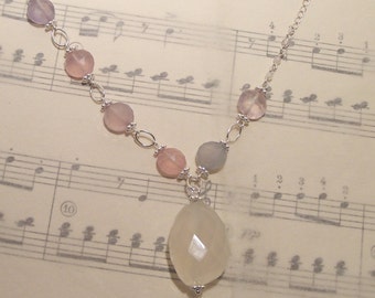 Charlotte - Chalcedony and rose quartz necklace