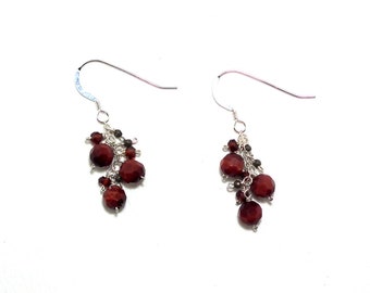 Margalit - Red tiger’s eye, garnet, and pyrite earrings