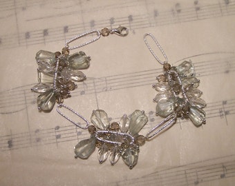 Tiffany - Green amethyst, smoky quartz, aquamarine, and crystal quartz bracelet