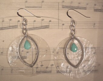 Iris - Turquoise and capiz shell earrings